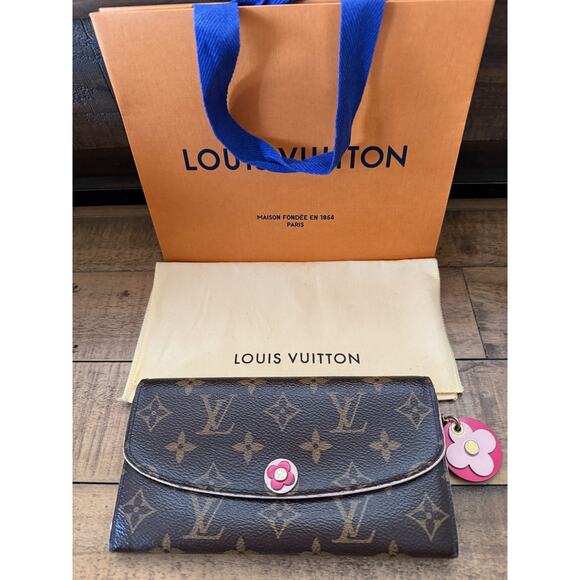 Louis Vuitton Handbags - Louis Vuitton Wallet Women’s Brown Monogram Canvas Pink Flower Charm France